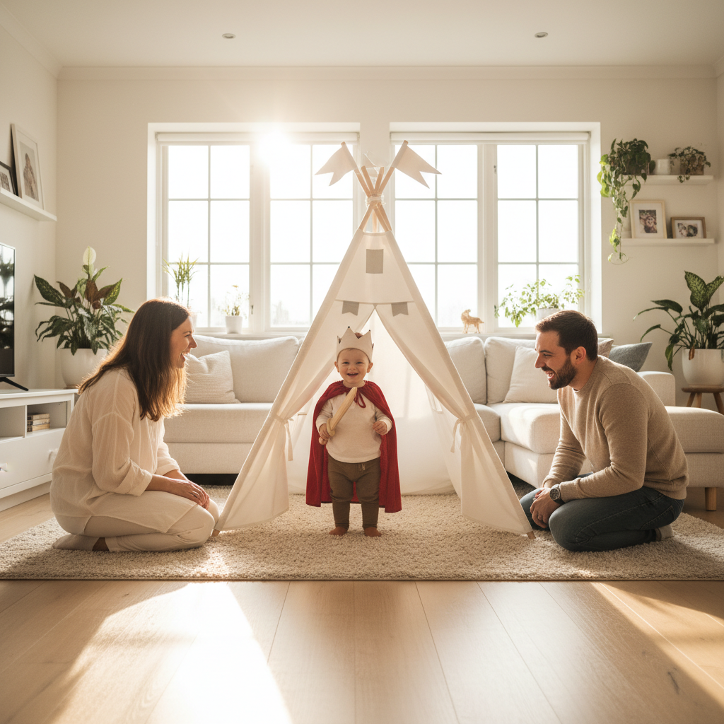 Pretend play with tent